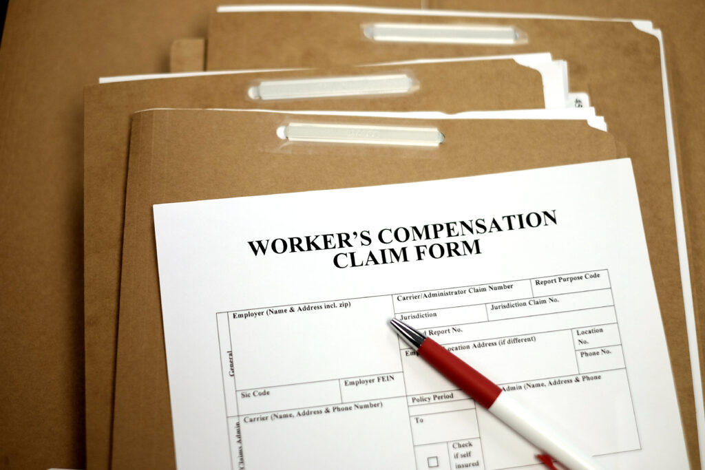 California workers' compensation Claim form on files complaint for work injury
